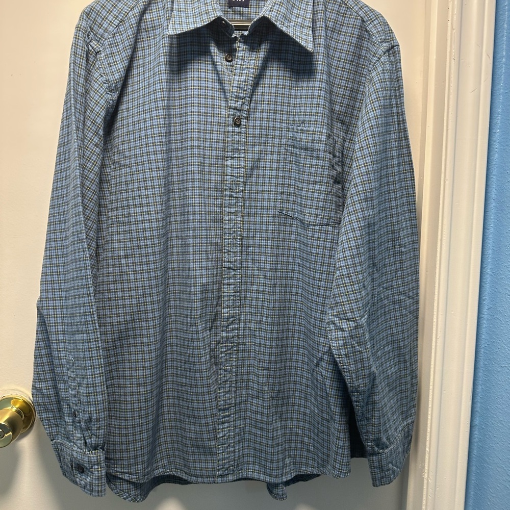GAP Men's Casual Blue Checkered Shirt
